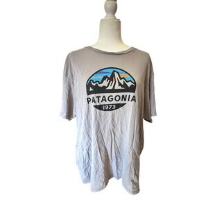 Patagonia XL T-Shirt Gray 1973 Logo Tee Organic Cotton Regular Fit